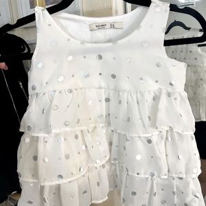 Girls Small Ruffle White Polka Dot Top
